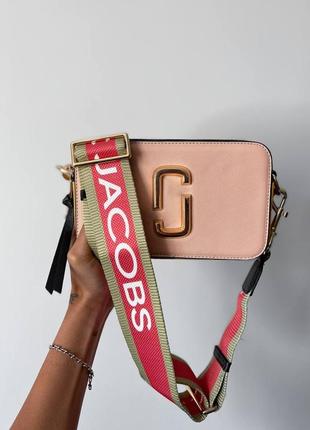 Жіноча сумка marc jacobs snapshot pink / yellow logo люкс якість