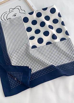 Шовкова хустка платок горох синій