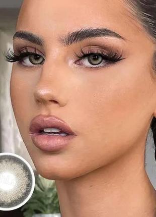 Сіро-карі кольорові контактні лінзи для очей, чудове перекриття свого кольору + контейнер для зберігання