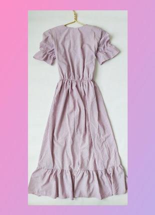 Сукня міді в дрібний горох блідого рожевого кольору