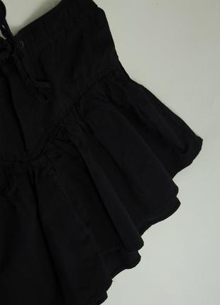 Спідниця міні чорна коротка пишна юбка базова рюши волани оборки зав'язки бант шкільна готична4 фото