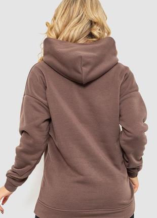 Худи женский на флисе цвет коричневый теплые кофты худи модные стильные повседневные3 фото