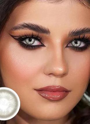 Яскраво-сірі кольорові контактні лінзи для очей, чудове перекриття свого кольору + контейнер для зберігання