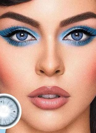 Яскраво-сині кольорові контактні лінзи для очей, чудове перекриття свого кольору + контейнер для зберігання