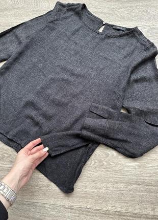Стильная темно серая блуза с разрезами из вискозы opus 38/m10 фото
