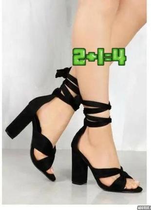 💝2+1=4 стильные черные босоножки на каблуке justfab, размер 40