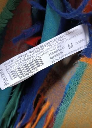 Кашемировый цветной шарф палантин stradivarius в клетку7 фото
