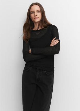 Лонгслив женский mango, цвет черный😍 майка кофта светрик светр футболка