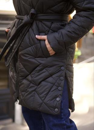 Удлиненная женская стеганая куртка цвета6 фото