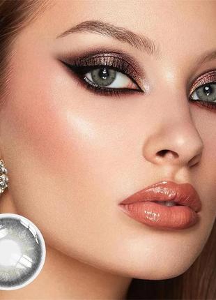 Сірі кольорові контактні лінзи для очей, чудове перекриття свого кольору + контейнер для зберігання