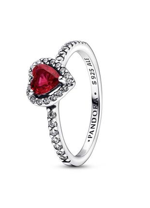 Красное сердце кольцо пандора сердечко с камнем1 фото