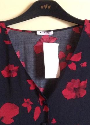Блуза красно-черная в цветочный принт orsay m (38)7 фото