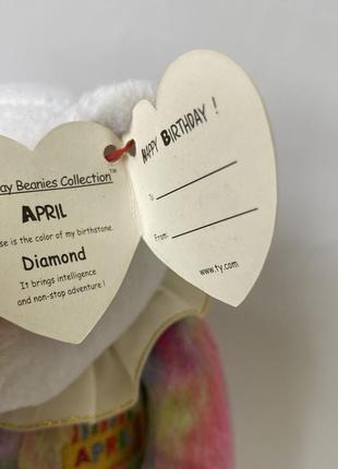 М'яка іграшка колекційний ведмедик окастик april diamond birthday beanies collection2 фото