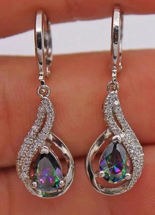 Сережки с мистик топазом