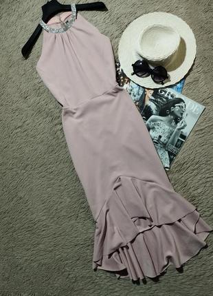 Красивое асимметричное платье миди с оборкой/платье