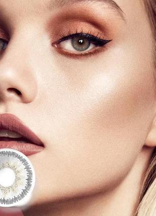 Сірі кольорові контактні лінзи для очей, чудове перекриття свого кольору + контейнер для зберігання