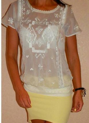 Красивая белая шифоновая блуза размер с-м10 фото