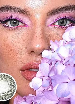 Сірі кольорові контактні лінзи для очей, чудове перекриття свого кольору + контейнер для зберігання