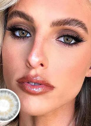 Сірі кольорові контактні лінзи для очей, чудове перекриття свого кольору + контейнер для зберігання