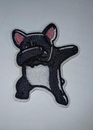 Нашивка патч шеврон різні patch із рисунками серый пес собака французсий бульдог1 фото