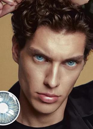 Яскраво-блакитні кольорові контактні лінзи для очей, чудове перекриття свого кольору + контейнер для зберігання