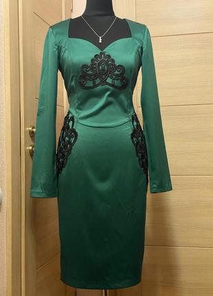 Ефектна смарагдова сукня шита на замовлення на 48 так і на 50 розмір л хл1 фото