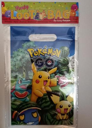 Набір подарункових пакетів 10 шт candy bag pokemon покемон пикачу аниме упаковка пакетик