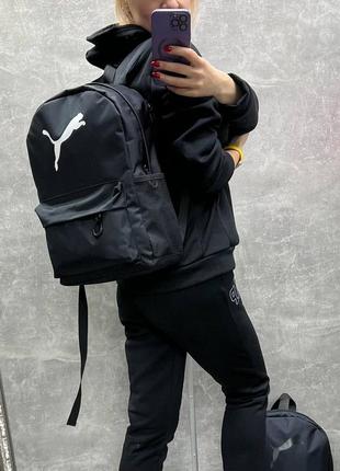 Черный практичный стильный качественный рюкзак из непромокаемой ткани унисекс7 фото