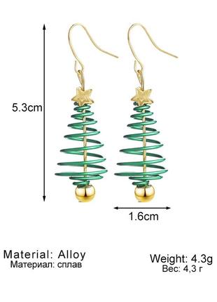 Серьги елки праздничные2 фото