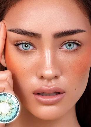 Яскраво-блакитні лінзи для очей, чудове перекриття свого кольору + контейнер для зберігання