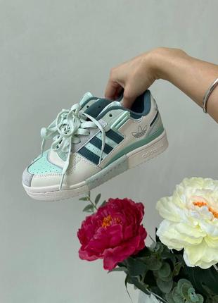 Жіночі кросівки зелені з білим adidas forum « mint green » premium