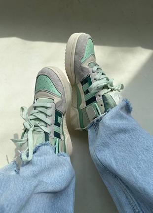 Жіночі кросівки зелені з білим adidas forum « mint green » premium6 фото