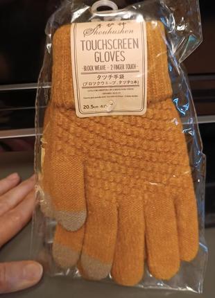 Теплі рукавички для сенсорних екранів із плетінням6 фото