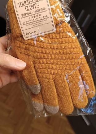 Теплі рукавички для сенсорних екранів із плетінням4 фото