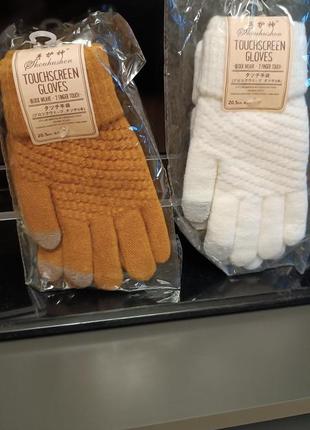 Теплі рукавички для сенсорних екранів із плетінням5 фото
