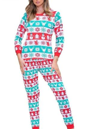 Новогодняя рождественская пижама трикотаж из хлопка новогодняя рождественская 12/14 размер ladies