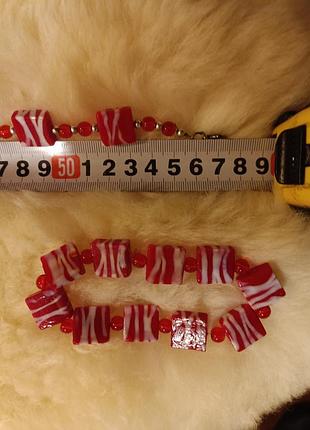 Бусы и браслет из мальтийского стекла