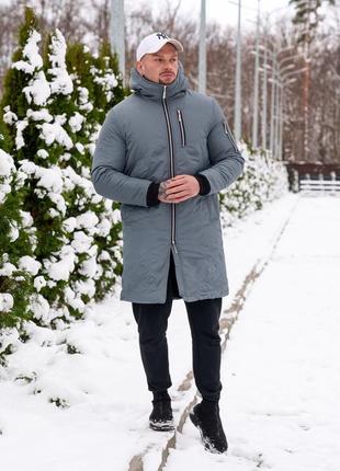 Теплая зимняя парка, теплая мужская парка, длинная мужская куртка1 фото