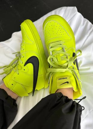 Женские кроссовки найк nike sb dunk high x ambush acid green2 фото