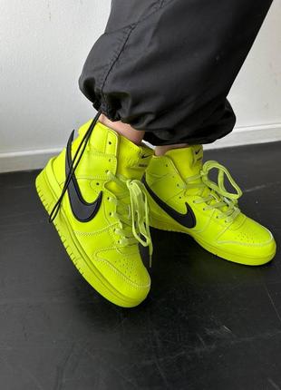 Мужские кроссовки найк nike sb dunk high x ambush acid green5 фото