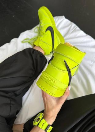 Мужские кроссовки найк nike sb dunk high x ambush acid green6 фото