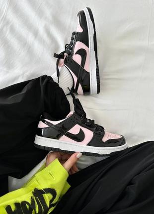 Жіночі кросівки найк nike sb dunk low “patent black / pink”