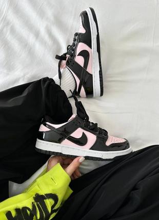 Женские кроссовки найк nike sb dunk low “patent black / pink”