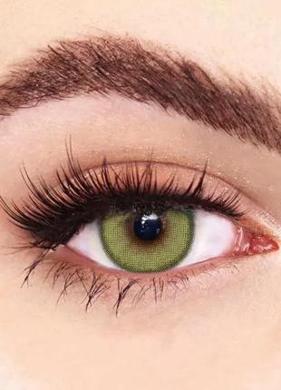 Зелені кольорові контактні лінзи для очей, чудове перекриття свого кольору.  + контейнер для зберігання.2 фото