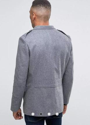 Сіре пальто сірий шерстяний бушлат в стилі мілітарі new look чоловіче сіре пальто 62%...