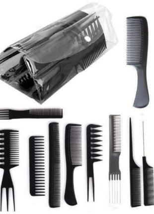 Париккарский набор professional comb kit из 10 гребешков в прозрачном чехле