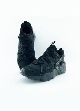 Кросівки жіночі / чоловічі чорні nike air huarache craft"black"