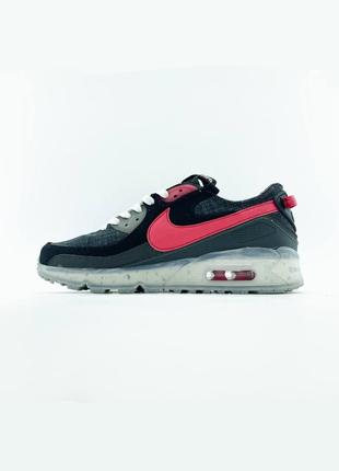 Кросівки жіночі / чоловічі сірі з шкіри nike air max terrascape 90 "black/red"