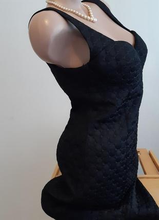 Коктельне вечірнє чорне плаття з фактурної тканини розмір 38, німеччина4 фото