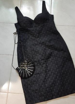 Коктельне вечірнє чорне плаття з фактурної тканини розмір 38, німеччина3 фото